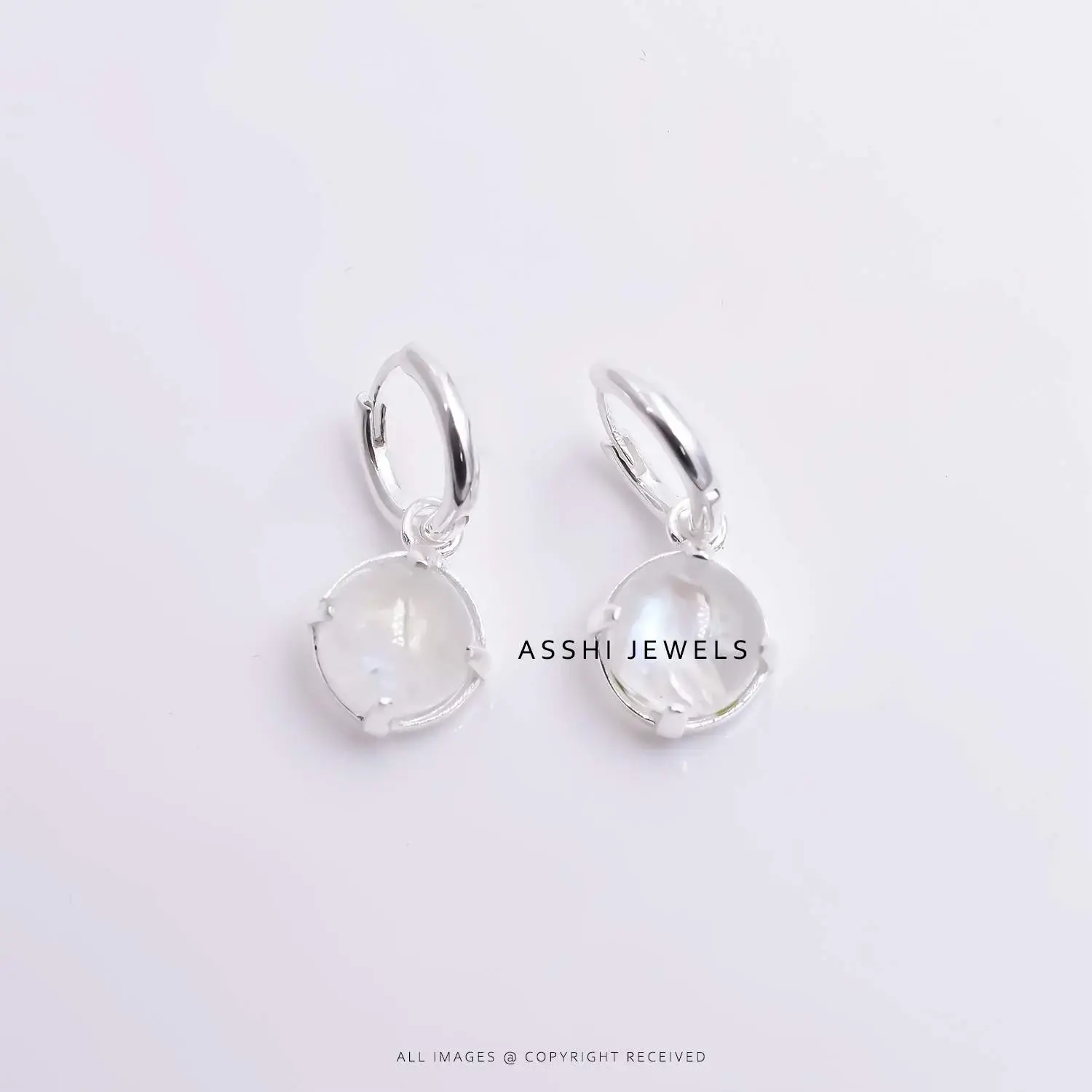 925 Silver Moonstone Hoop Earring Jewelry