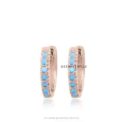 14K Yellow Gold Turquoise Stud Earring