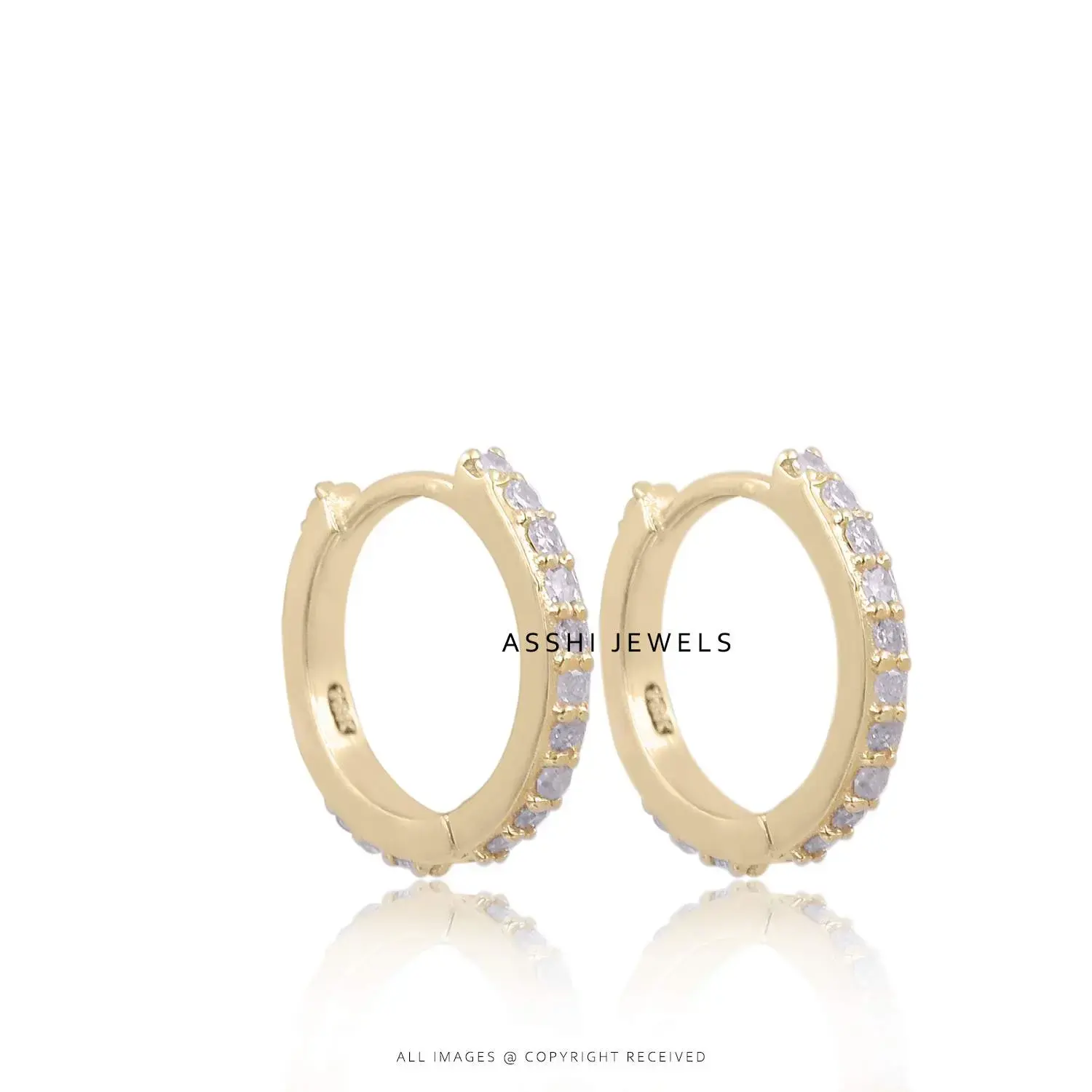 14K Yellow Gold Diamond Small & Mini Hoop Earring Jewelry