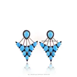14K Yellow Gold Turquoise Era Jacket Earring Jewelry