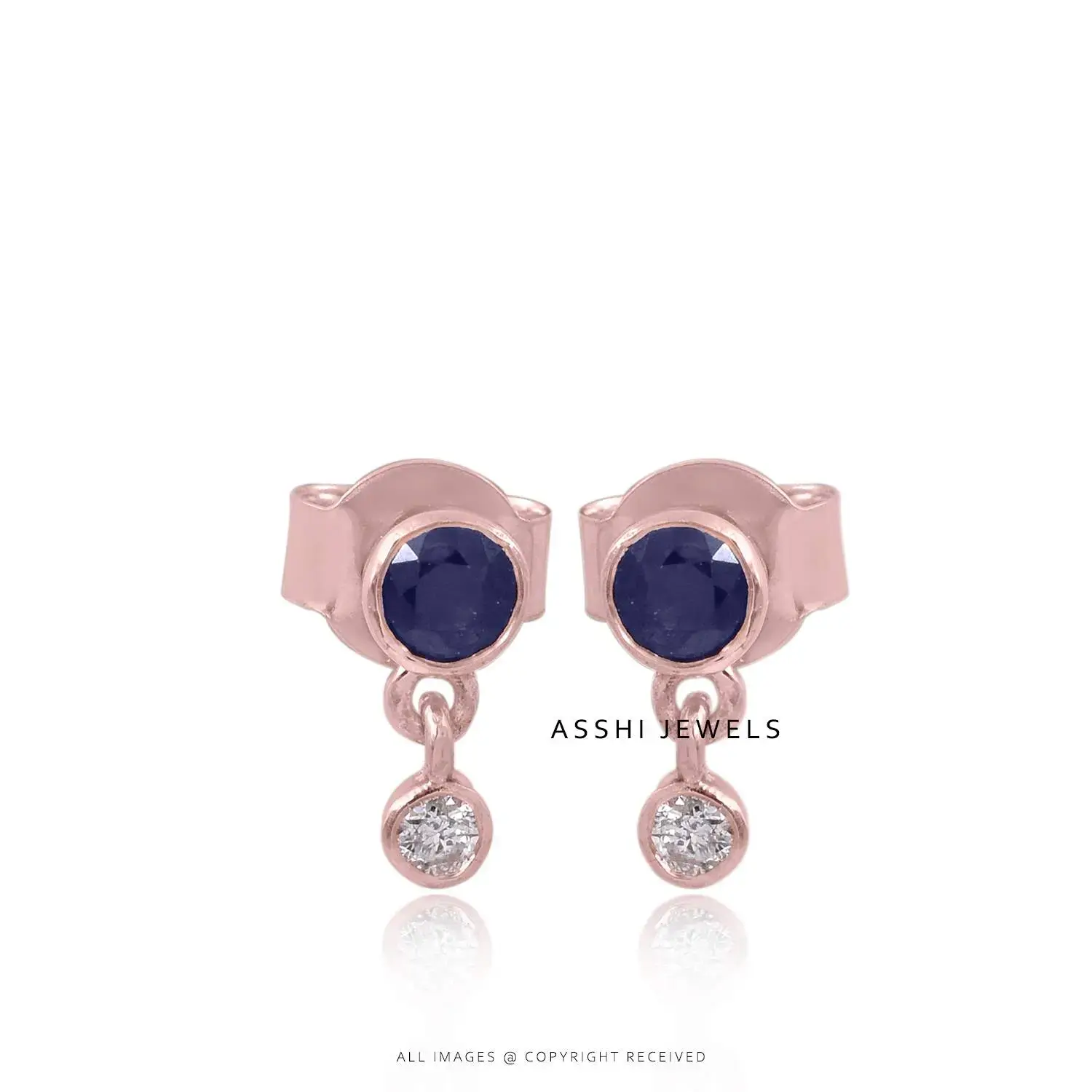 Blue Sapphire Diamond Stud Earring Jewelry
