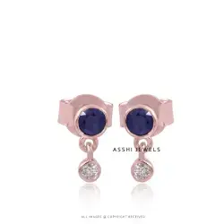 Blue Sapphire Diamond Stud Earring Jewelry