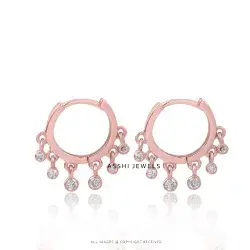 14K Rose Gold Diamond Mini Shaker Earring Jewelry