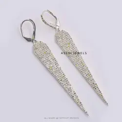 925 Silver Diamond Dangle Earring Triangle Earring Jewelry