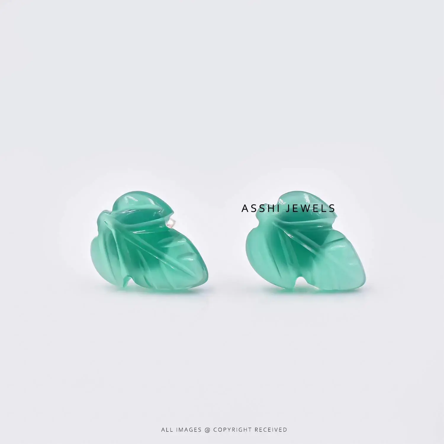 925 Silver Green Onyx Leaf Stud Earring Jewelry