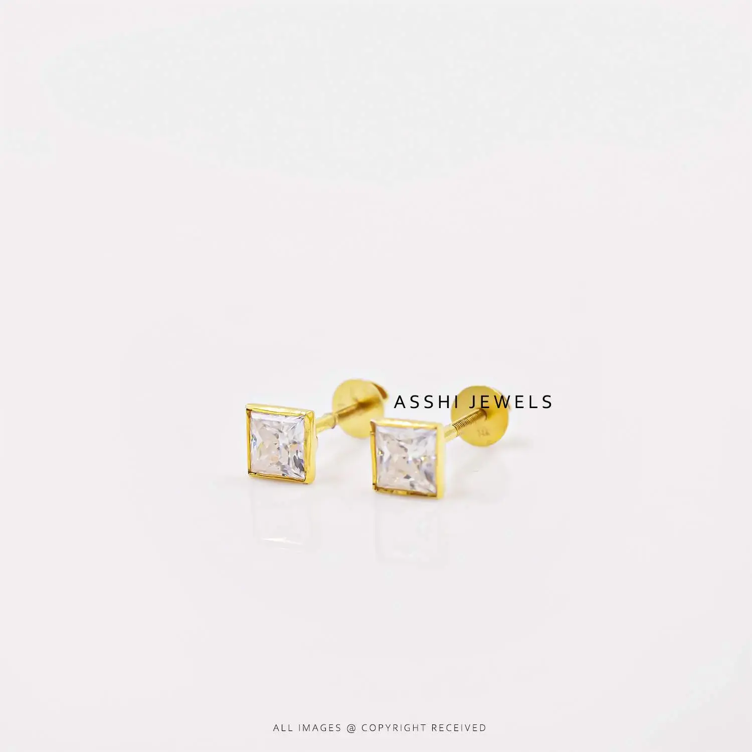 14K Yellow Gold Moissanite Stud Earring Jewelry