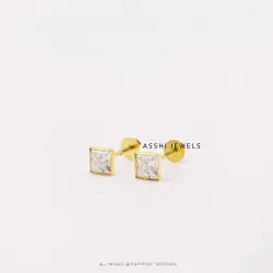 14K Yellow Gold Moissanite Stud Earring Jewelry
