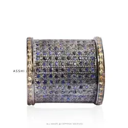 925 Silver Diamond Blue Sapphire Cigar Ring Jewelry
