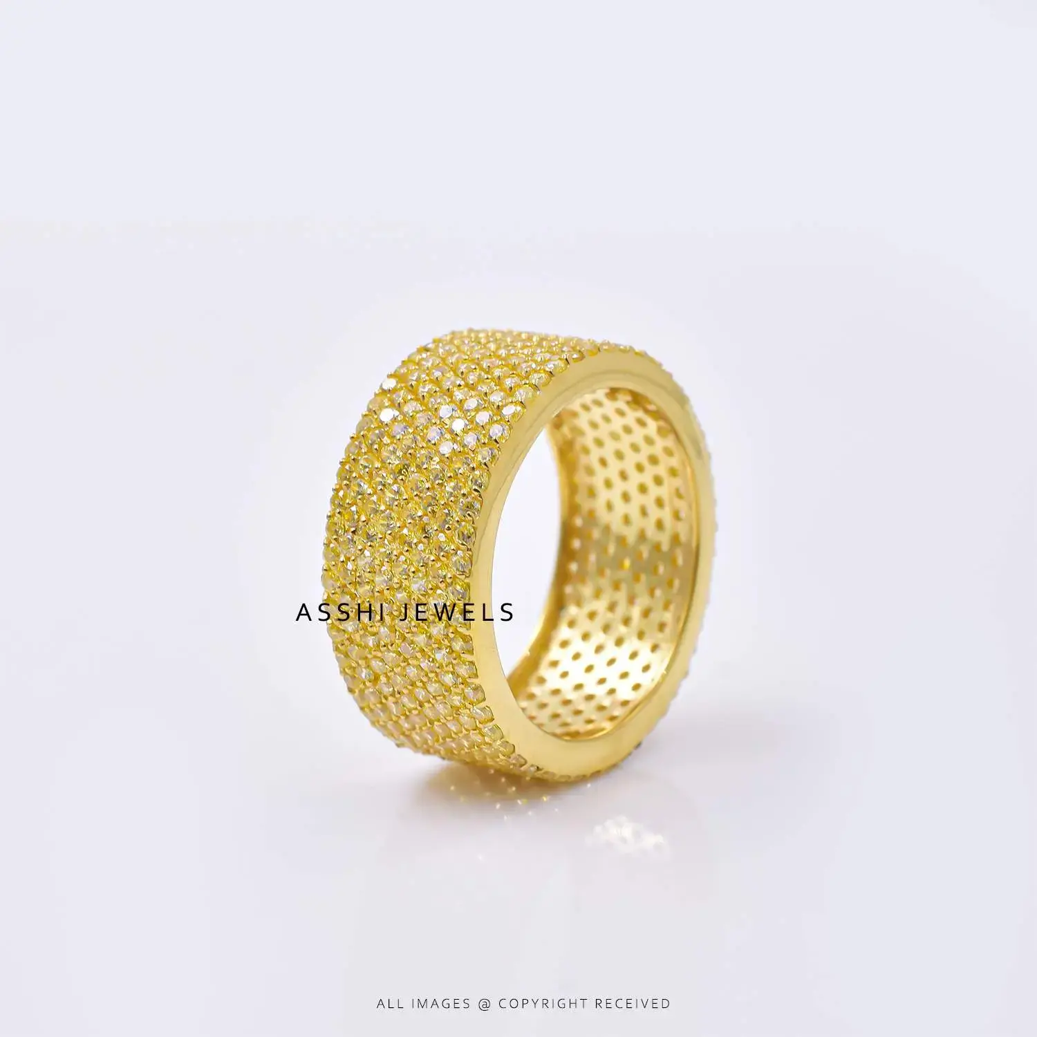 14K Yellow Gold Yellow Cubic Zirconia Cigar Ring Jewelry