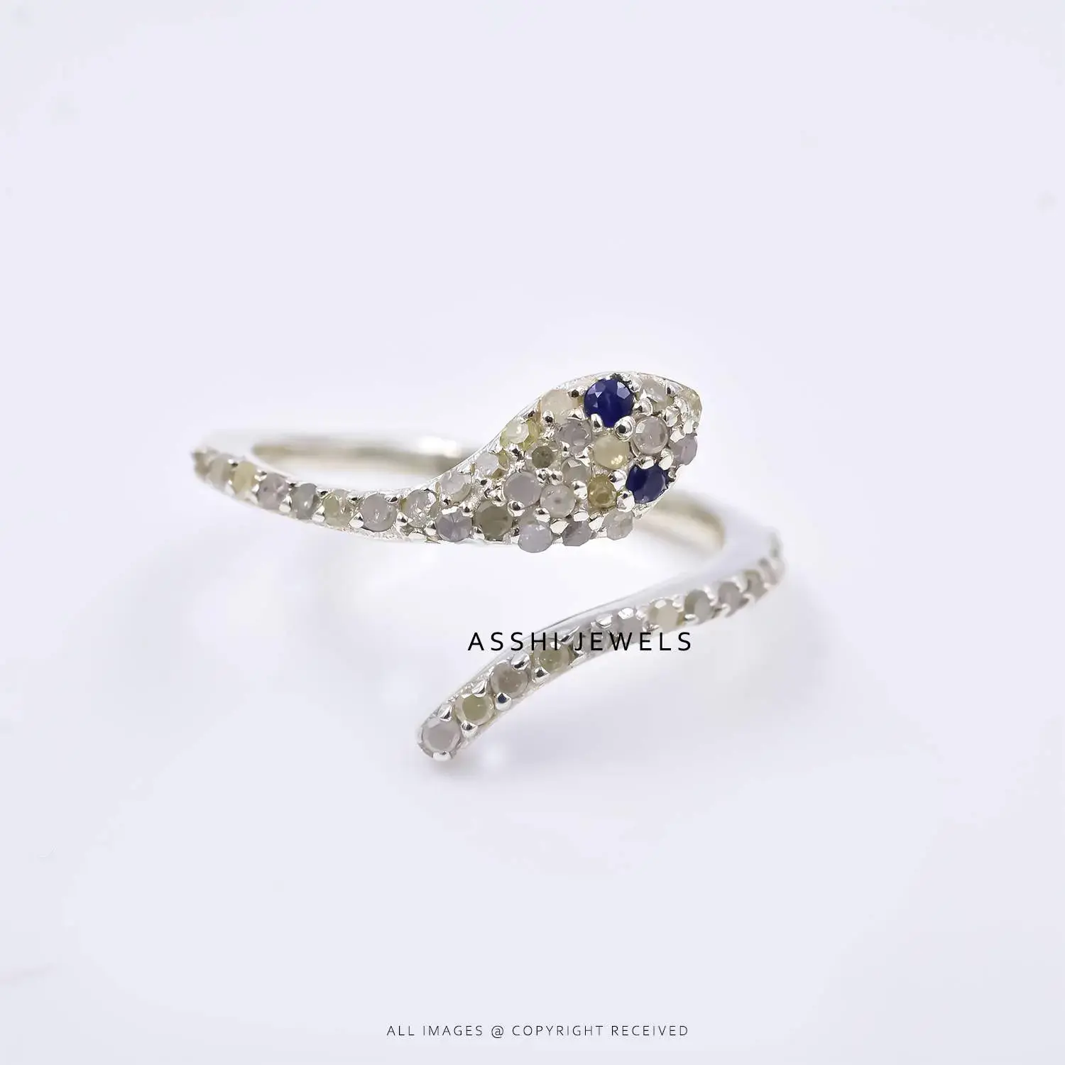 925 Silver Diamond Snake Ring Jewelry