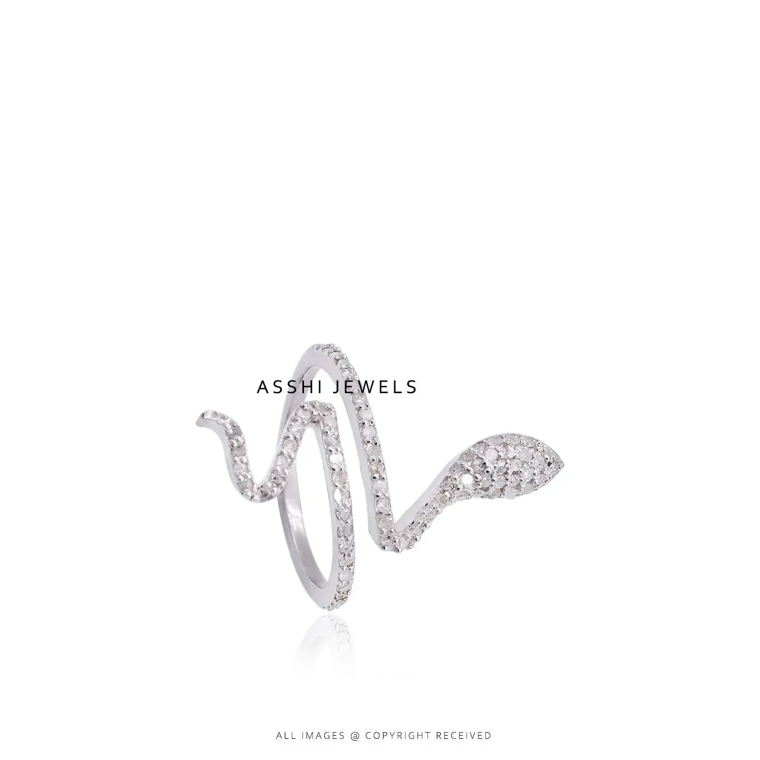 925 Silver White Topaz Snake Ring Jewelry