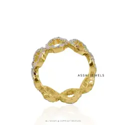 14k Yellow Gold Plated Diamond Clover Ring Jewelry