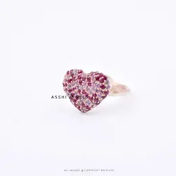 14K Rose Gold Plated Ruby Pink Sapphire Heart Ring Jewelry
