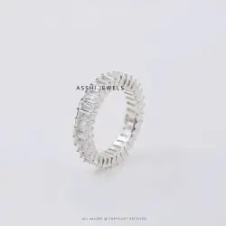 925 Silver White Topaz Baguette Ring Jewelry