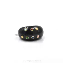 Black Onyx Multi Stone Dome Ring Jewelry