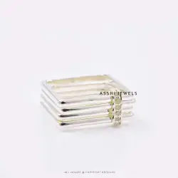 925 Silver Diamond 4 Set Square Ring Jewelry