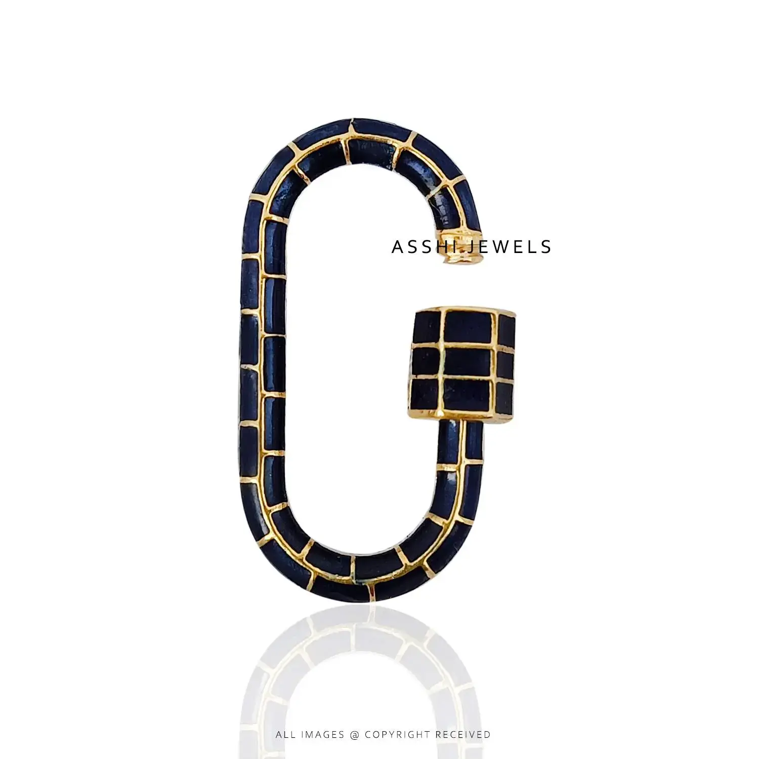 925 Silver Black Enamel Carabiner Jewelry