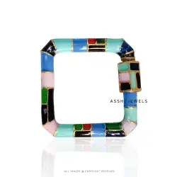 925 Silver Multi Enamel Square Carabiner Jewelry