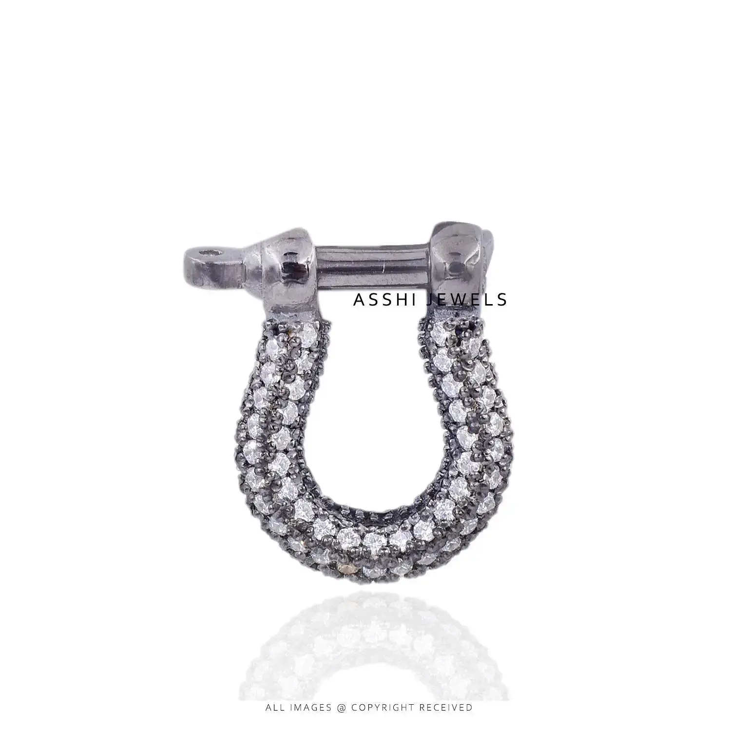 925 Silver Cubic Zirconia Shackle Carabiner Jewelry
