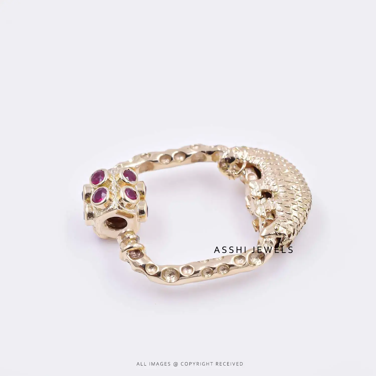 14K Yellow Gold Pangoling Ruby Screw carabiner Jewelry