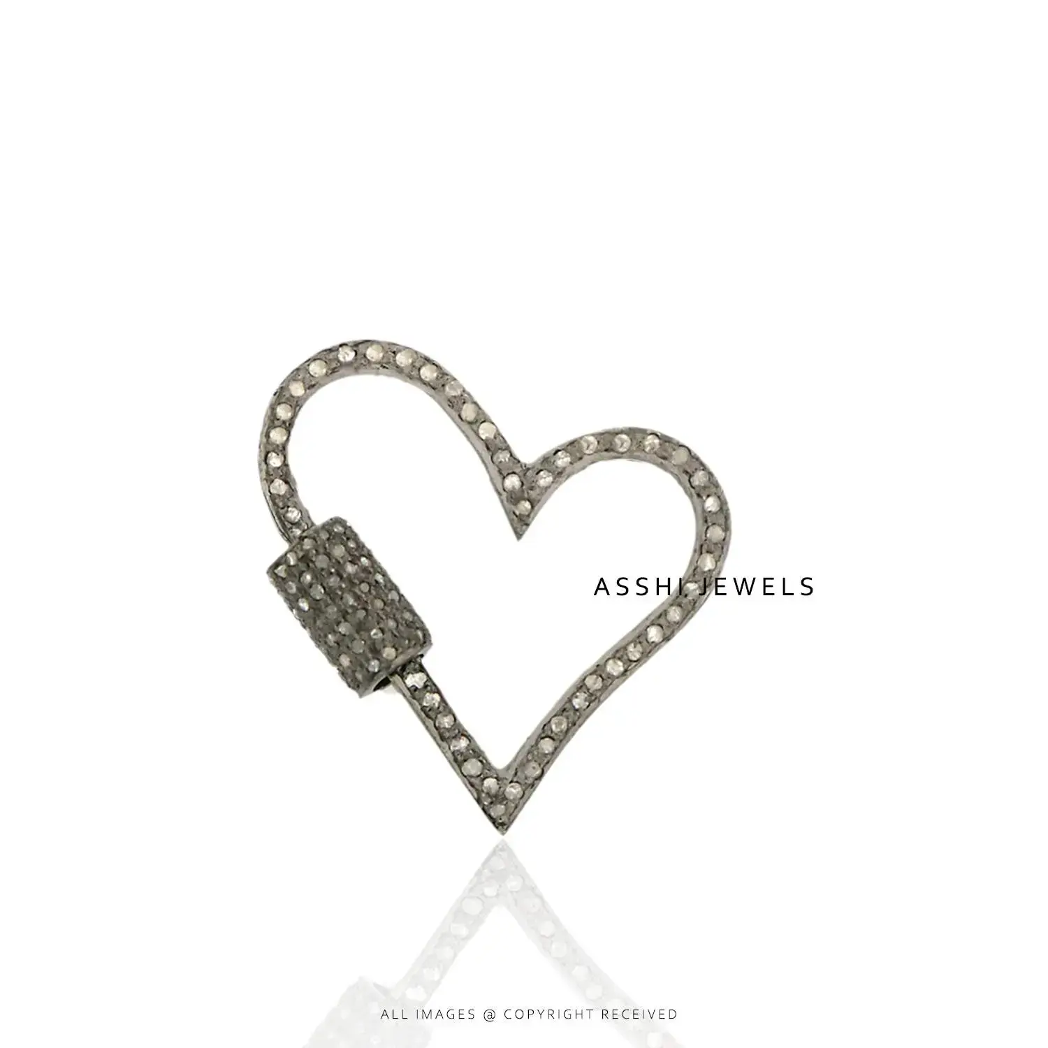 925 Silver diamond Heart Carabiner Jewelry