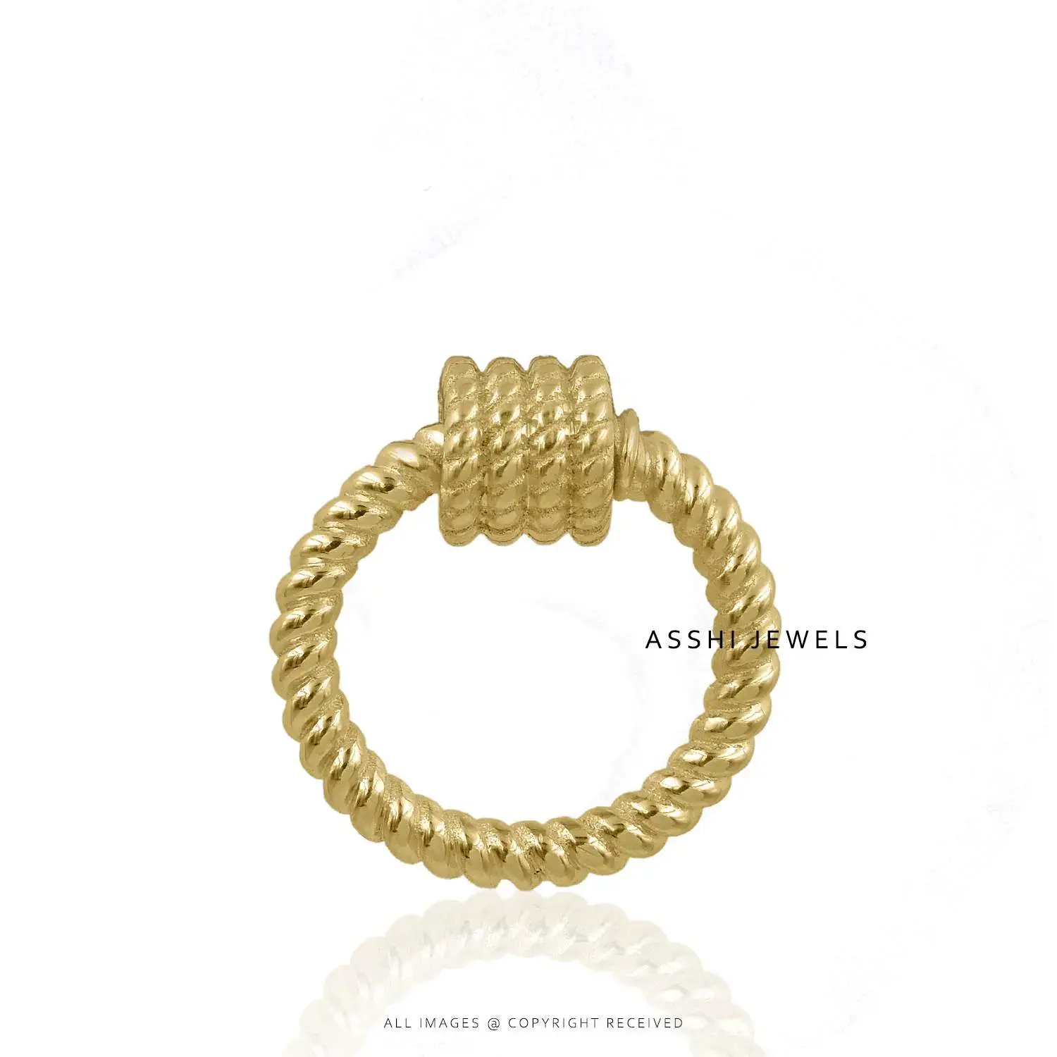 14K Yellow Gold Plated Twisted Round Carabiner Jewelry