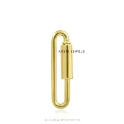 14K Yellow Gold Plated Thin & Large Screw Carabiner Lock Jewelry