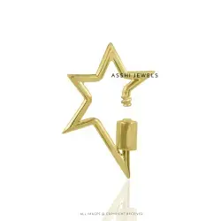 14K Yellow Gold Plain Star Carabiner Lock Jewelry