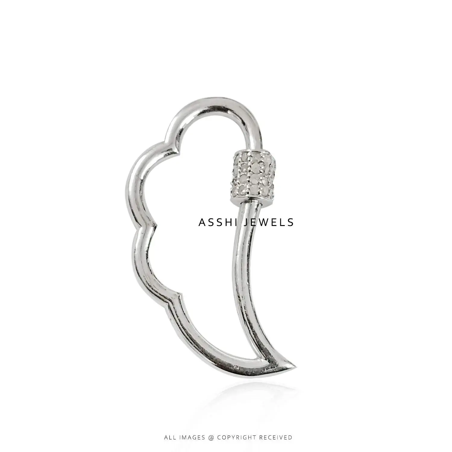 925 Silver Diamond Screw Feather Carabiner Lock Jewelry