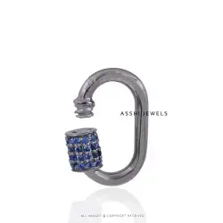 925 Silver Blue Sapphire Carabiner Lock Jewelry