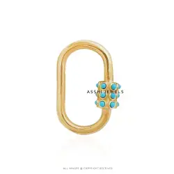 14K Yellow Gold Turquoise Carabiner Jewelry