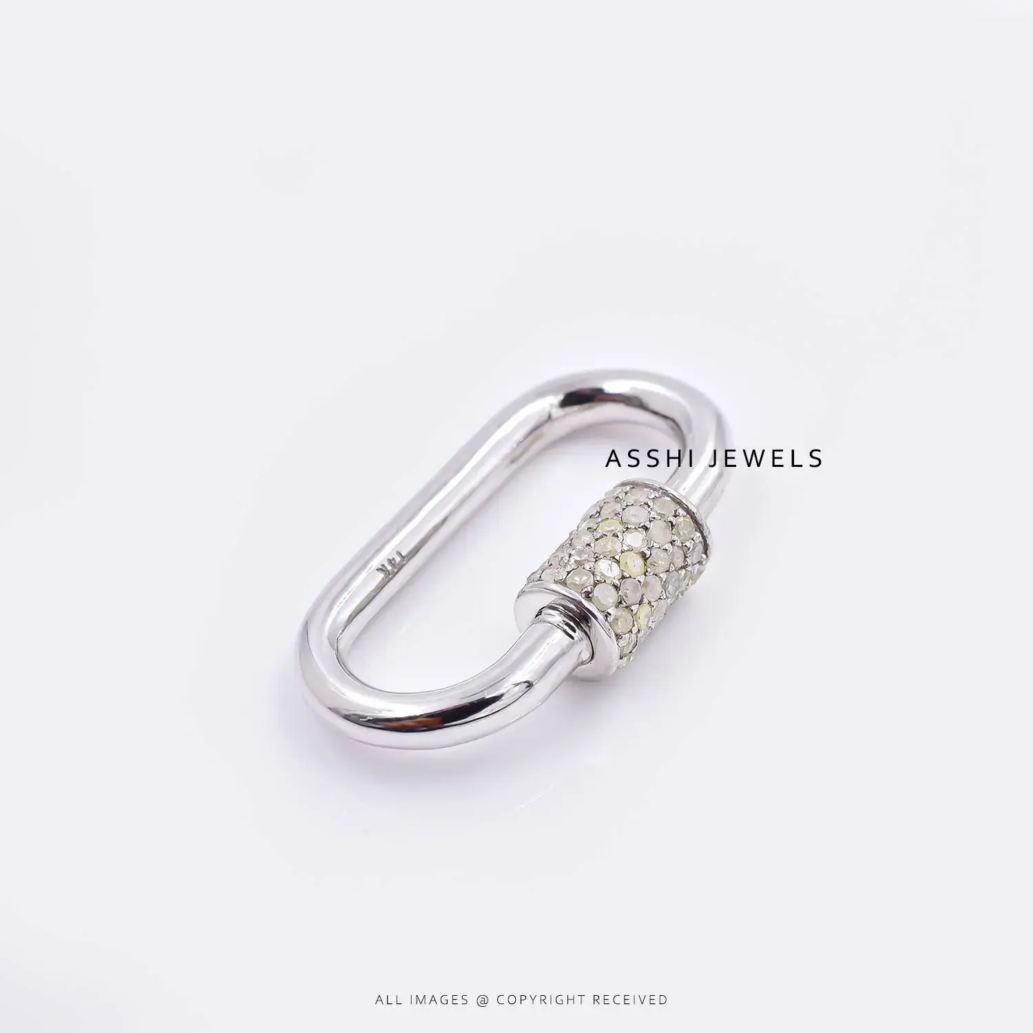 14K Yellow Gold Diamond Carabiner Lock Jewelry 14K Yellow Gold Diamond Carabiner Lock Jewelry