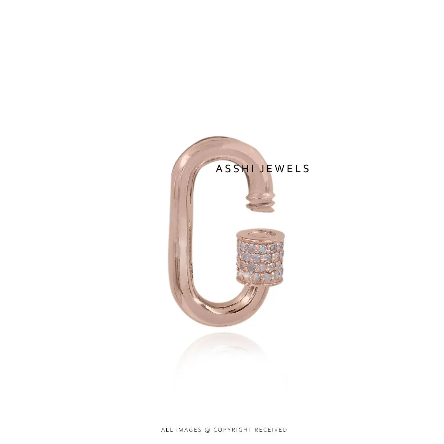 14K Rose Gold Plated Diamond Carabiner Lock Jewelry 14K Rose Gold Plated Diamond Carabiner Lock Jewelry