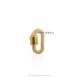14K Yellow Gold 12mm Carabiner Lock Jewelry