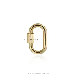 14K Yellow Gold 21mm Carabiner Lock Jewelry