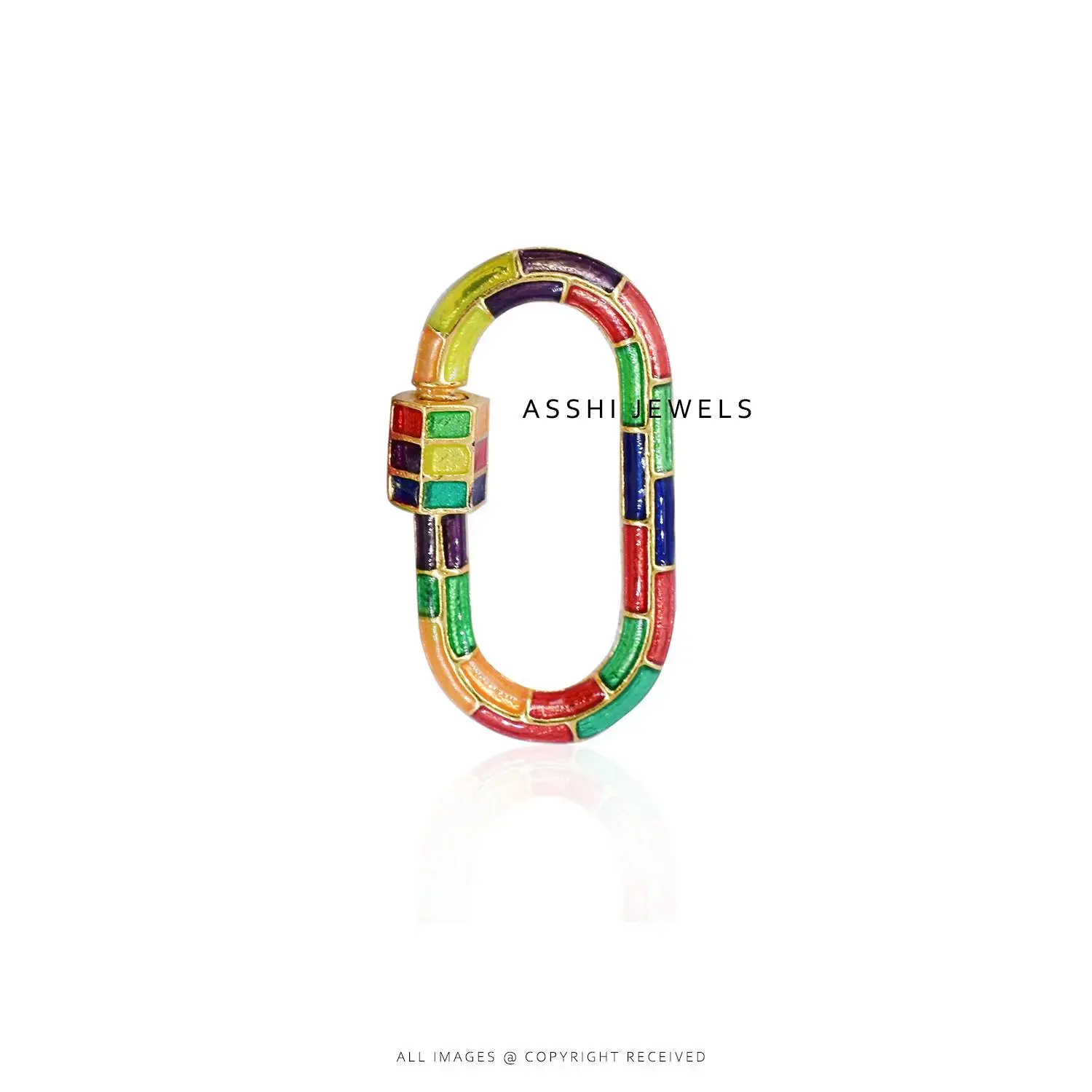 925 Silver Multi Enamel Carabiner Lock Jewelry 925 Silver Multi Enamel Carabiner Lock Jewelry