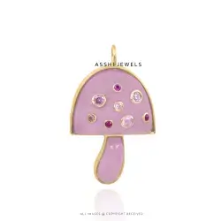 Rose Quartz Mushroom Pendant, Yellow Gold Plated Silver Jewelry – Nature Inspired Gift