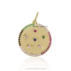 Yellow Gold Plated Multi Gemstone Pendant Silver  Jewelry