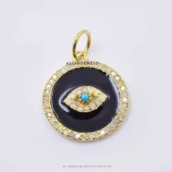 White CZ Evil Eye  Pendant in Sterling Silver