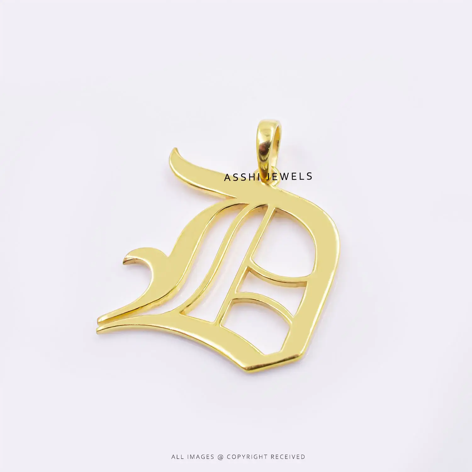 Silver Plain Gothic English Letter Pendant