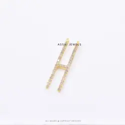 H Letter Pendant with Diamond, Silver Jewelry