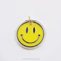 Smile Face Enamel Pendant Silver Jewelry