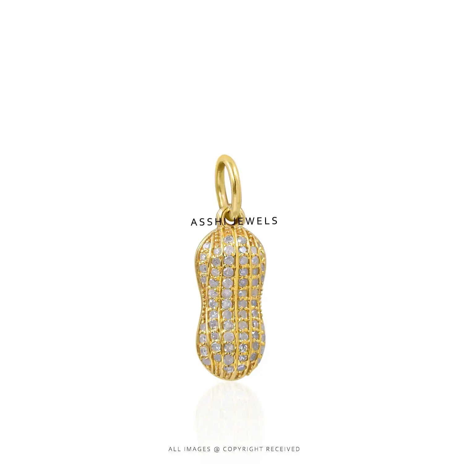 Diamond & Pearl Peanut Pendant in Yellow Gold Plated Silver