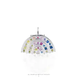 925 Sterling Silver Multi CZ Shell Charm Pendant