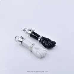 Handmade Black Onyx Figa Hand Pendant – 925 Silver