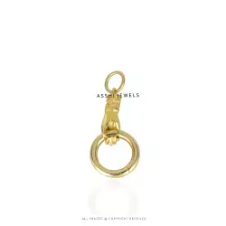 Yellow Gold Plated Figa Hand Door Knocker Charm in Silver