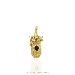 925 Sterling Silver Ruby & Blue CZ Prayer Box Pendant