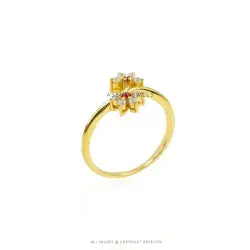 White & Pink CZ Ring in Yellow Gold Plated Sterling Silver