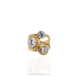 White CZ Triple Layer Ring - Silver Wrap Jewelry