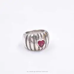 Pink Cubic Zirconia Heart Ring - Silver Jewelry